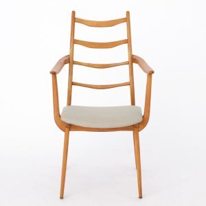 Vintage Habeo Armchair – 1960s/70s German Beech Wood, Reupholstered in Light Green – Retro Charm
