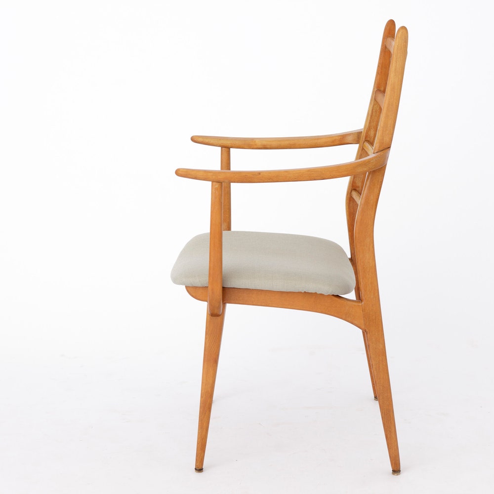 Vintage Habeo Armchair – 1960s/70s German Beech Wood, Reupholstered in Light Green – Retro Charm - Image 3