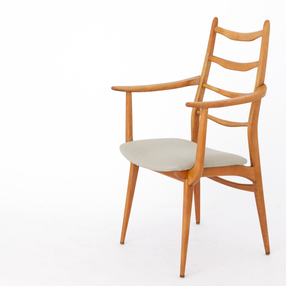 Vintage Habeo Armchair – 1960s/70s German Beech Wood, Reupholstered in Light Green – Retro Charm - Image 2