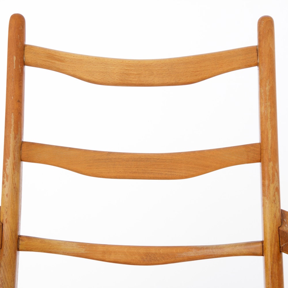 Vintage Habeo Armchair – 1960s/70s German Beech Wood, Reupholstered in Light Green – Retro Charm - Image 5