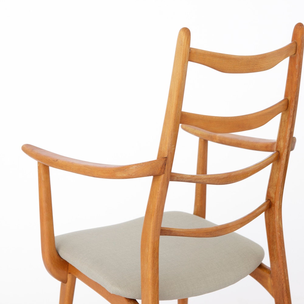 Vintage Habeo Armchair – 1960s/70s German Beech Wood, Reupholstered in Light Green – Retro Charm - Image 4