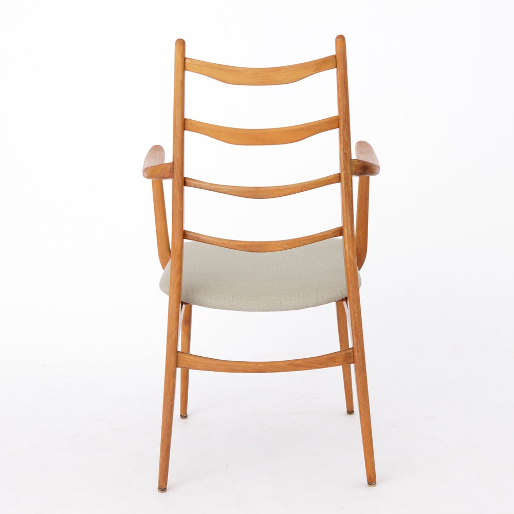 Vintage Habeo Armchair – 1960s/70s German Beech Wood, Reupholstered in Light Green – Retro Charm - Image 8