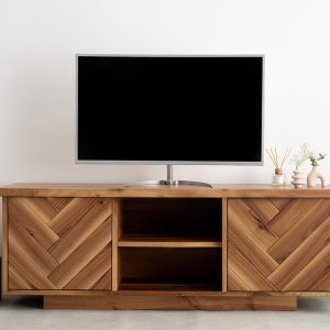 Walnut Wood TV Unit & Console, Modern and Unique Design Decor, Rectangular Cabinet with Drawers, Media Console and TV Storage Models
