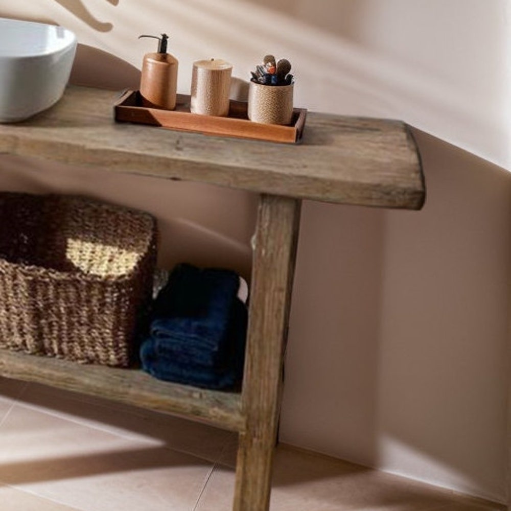 Handcrafted Bathroom Rustic Vanity with Reclaimed Wood - Solid Barnwood Farmhouse Decor for Your Bathroom Countertop, Gift for Her/Woman - Image 4