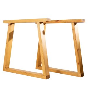 Solid Wood Trapezium Table Legs | Reclaimed Timber Style (Pair)