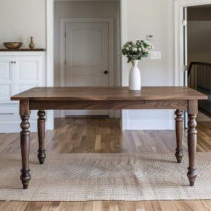 The Fisher Walnut Dining Table, Handcrafted Solid Wood Dining Table, Family Dining Table