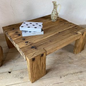 Rustic Wooden Coffee Table for Living Room, Handmade Reclaimed Barnwood Table, Brown Farmhouse Unique Solid Modern Side Tables, Gift for Her