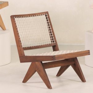 Indoor/Outdoor Lounge Chair - Teak and Rope Chandigarh Easy Lounge Chair