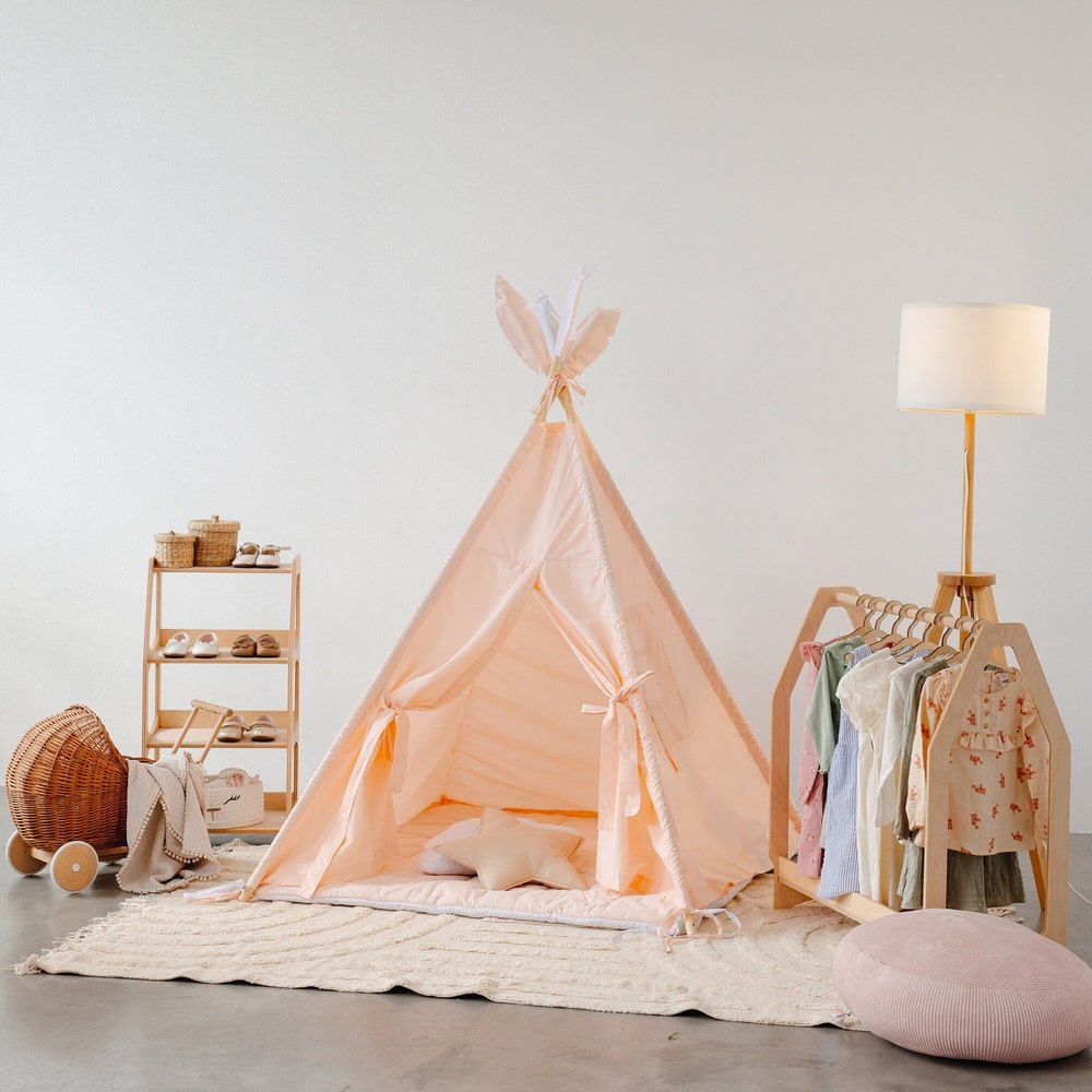 Toddler Teepee Tent for Kids, Indoor Playroom, Nursery Boho Decor, 1st Birthday Gift, First Christmas Present, Baby Shower Decoration Theme - Image 6