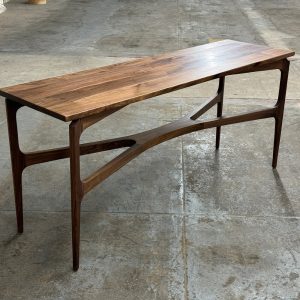 EQUIS Modern Entryway Console Table, Sofa Table, sculpted legs, solid walnut table