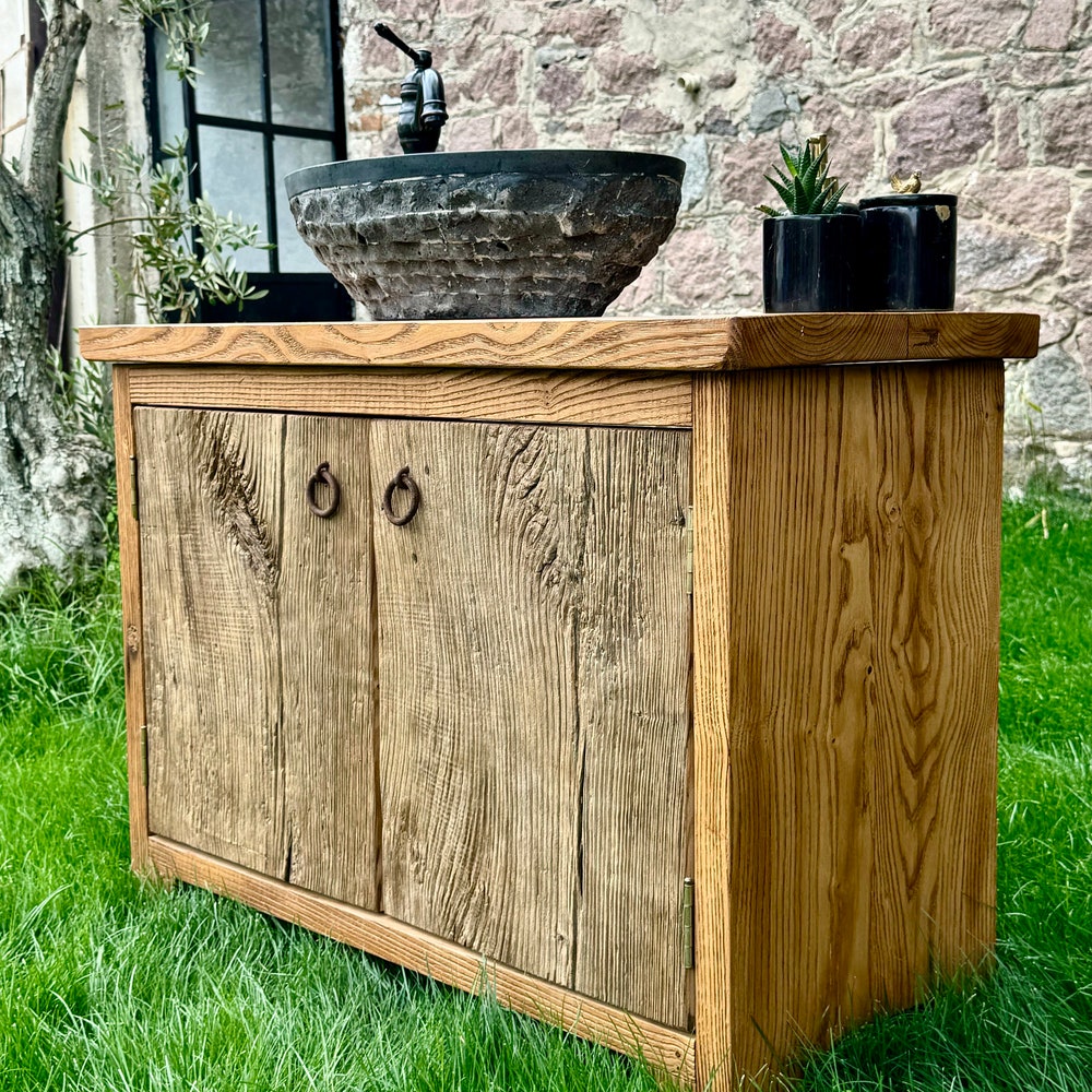 Barn Wood Bathroom Vanity Cabinet, Farmhouse Vanity Bathroom Storage, Reclaimed Wood Vanity Unit - Image 10