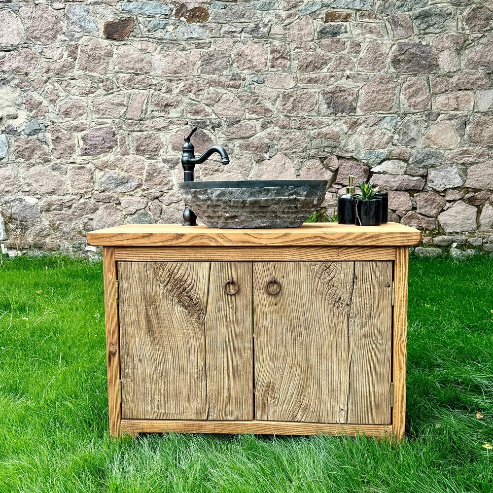 Barn Wood Bathroom Vanity Cabinet, Farmhouse Vanity Bathroom Storage, Reclaimed Wood Vanity Unit - Image 7