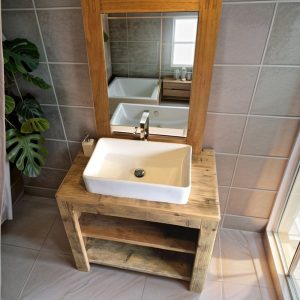 Handcrafted Bathroom Rustic Vanity with Shelves, Reclaimed Wood Vanity Solid Farmhouse Decor for Your Bathroom Countertop,Gift for Her/Woman