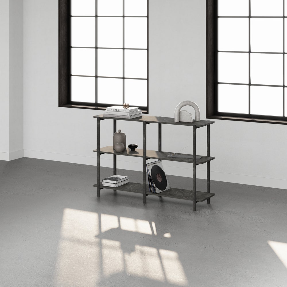 Wooden Shelving Unit - 65"-3 Shelf Rectangular End, Low Bookshelf, Vinyl Record Storage, Bookshelf, Minimalist Shelf, Sideboard - Image 10