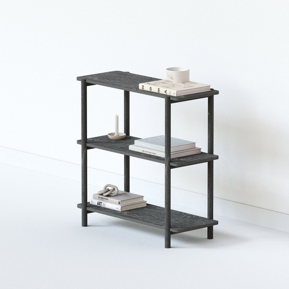 Wooden Shelving Unit - 65"-3 Shelf Rectangular End, Low Bookshelf, Vinyl Record Storage, Bookshelf, Minimalist Shelf, Sideboard