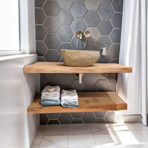 Handcrafted Bathroom Rustic Floating Vanity with Reclaimed Wood, Custom Natural Bathroom Sink Vanity, Live Edge Shelf Vanity, Gift for Her