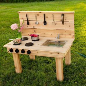 Cedar Mud Kitchen | Handmade Mud Kitchen for Kids | Sensory Table | Outdoor Pretend Kitchen Working Sink | Montessori Kids | Backyard Toy