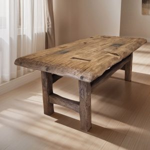 Custom Handmade Rustic Wooden Coffee Table - Farmhouse Style natural Live Edge Reclaimed Handcrafted solid rectangular wood table home decor