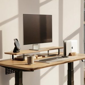 Handmade Standing Desk, Adjustable-Height Desk, Sitting to Standing Desk, Plywood Veneered Wood Desk, Retro Home Office Desk, Electric Desk