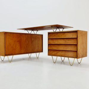 Super Rare Mid century vintage desk with attached sideboard by Alfred Altherr, 1950s