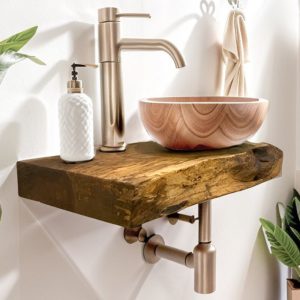 Handcrafted Bathroom Rustic Floating Vanity with Reclaimed Wood, Custom Natural Bathroom Sink Vanity, Live Edge Shelf Vanity, Gift for Her