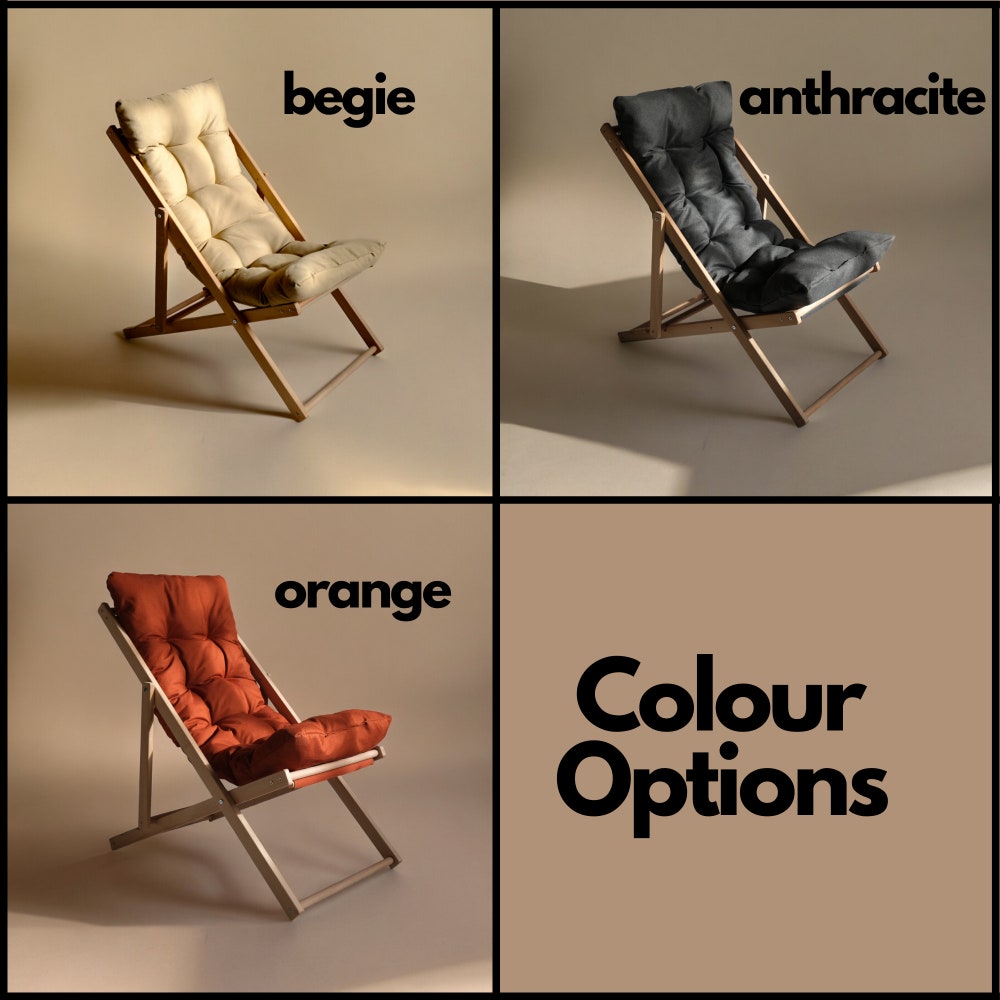 Stylish Wooden Garden Chair, Sun Lounger & Stool Set, Durable Patio Furniture for Outdoor, Deck Chair, Outdoor Chaise Lounge for Summer Gift - Image 3