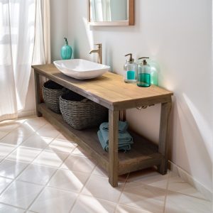 Handcrafted Bathroom Rustic Vanity with Reclaimed Wood,Barnwood Table, Solid Farmhouse Decor for Your Bathroom Countertop,Gift for Her/Woman