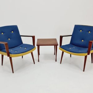 Rare Midcentury German Teak Set of 2 club lounge chairs, 1950s