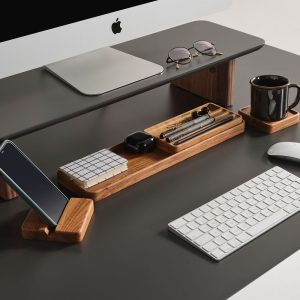 Wood Desk Organizer Set, Phone Stand, Customizable & Personalized Organizers