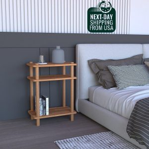 Solid Beech Wood Nighstand, Minimalist Nightstand for Bedroom,  Wood Bedside Shelf, Solid Wood Coffee Table, Short Bookcase for Bedroom