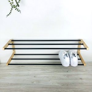 Wooden Wall Mount Shoe Rack for Small Entryway | Simple 2 Tier Shoe Shelf for Closet