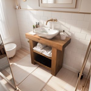 Bathroom Rustic Vanity, Reclaimed Wood Solid Bathroom Vanity, Live Edge Farmhouse Rustic Wood Decor, Counter Top Wood Table