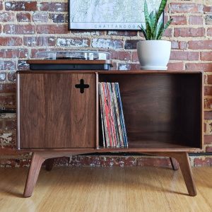 RECORD STAND PLUS 35" - Walnut Record Storage, Record Player Cabinet, Turntable Console Vinyl Record Storage - Free Shipping