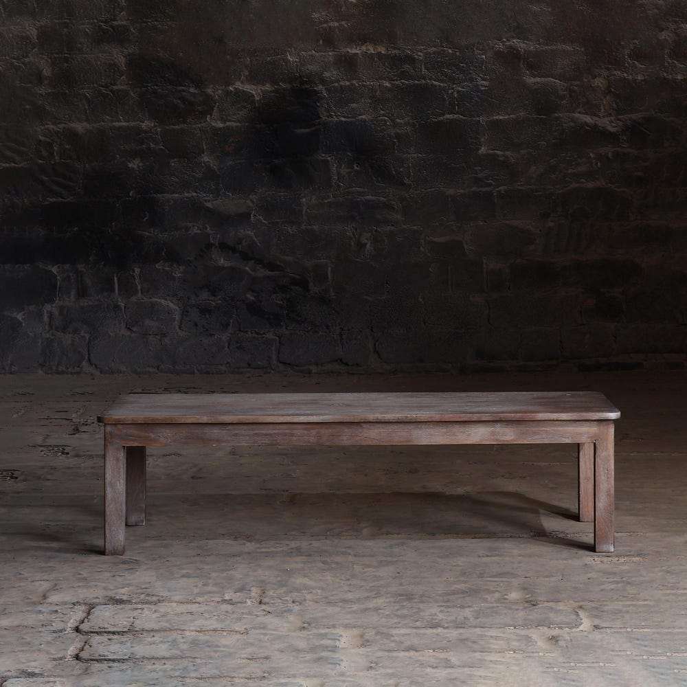 Vintage Reclaimed neem Wood Coffee Table | Rustic Grey finish | Smooth round edges | Easy Customization | Living room Center/Sofa table - Image 2