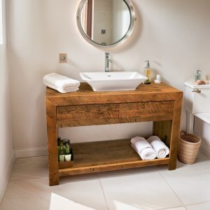 Handcrafted Bathroom Rustic Vanity with Reclaimed Wood - Solid Farmhouse Decor for Your Bathroom Countertop, Gift for Her/Woman