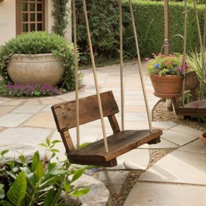 Tree Swings for Adults, Wooden Rope Swing, Wooden Swing Chair, Outdoor Backyard Swing, Wooden Bench Swing, Jute Rope Included, Wooden Seat