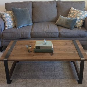Moab Solid Reclaimed Wood Coffee Table Top w/storage shelf and Industrial Black Metal Legs Wooden Rectangular Barnwood Living Room Furniture