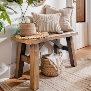 Handmade Reclaimed Wood Bench, Farmhouse Solid Wood Entryway Bench, Rustic Bedside Table, Hallway Shoe Rack Bench/Seating,Garden Plant Bench