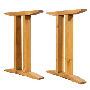 Solid Wood Double Tee Table Legs | Reclaimed Timber Style (Pair)