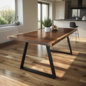 The Taber Live Edge Walnut Dining Table, Handcrafted Solid Wood Dining Table, Family Dining Table
