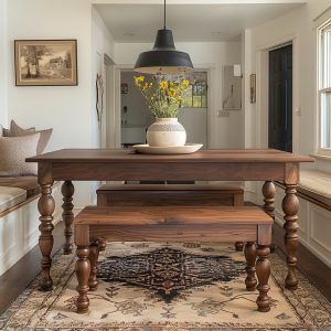 The Cook Walnut Dining Table, Handcrafted Solid Wood Dining Table, Family Dining Table