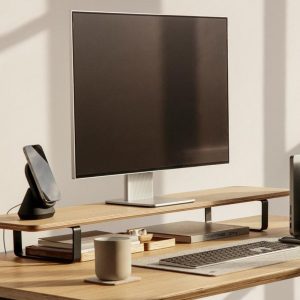 Oakywood Desk Shelf, Dual Monitor Stand Wood, Monitor Riser, Desk Accessories Organizer, Office Storage and Organization, Gift for Him