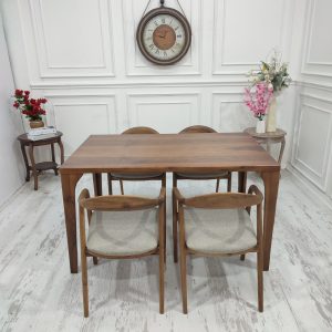 Walnut Dining Table and Chair Set - Mid Century Dining Table  Handmade Solid Wood Table With Wood Legs