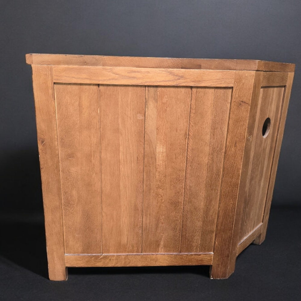 Corner unit tv stand with shelves door brass handles refurbished wooden stand Rustic media centre solid wood cabinet shelving unit - Image 9