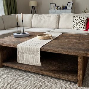 Rustic Wood Coffee Table,Large Coffee Table Reclaimed Wood, Unique Mid Century Top Live Edge Solid Rectangular Custom Farmhouse Wooden Table