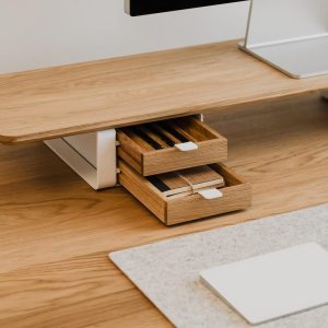 Small modular drawers -  white base - wooden desk drawers for desk organization, compatible with Oakywood Desk Shelf, wooden desk organizer