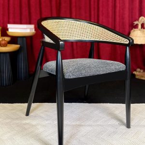 Dining Room Chair, Wide Dining Chair, MCM Chair, Wooden Dining Chair, Mid Century Modern Dining Chair, Wicker Dining Chair with Armrest