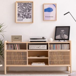 Record Stand, Solid Wood Vinyl Record Storage - Bassa