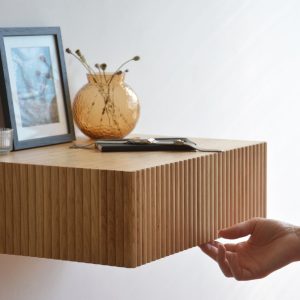 ALL-AROUND FLUTED floating nightstand - oak