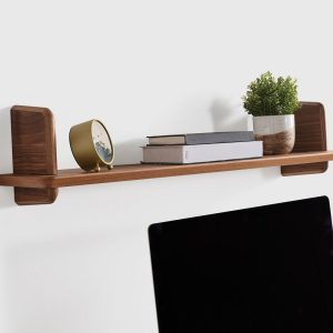Custom American Walnut Floating Wall Shelf with Live Edge, Decorative Wood Shelf for Books, Handmade Custom Size Rustic Decor